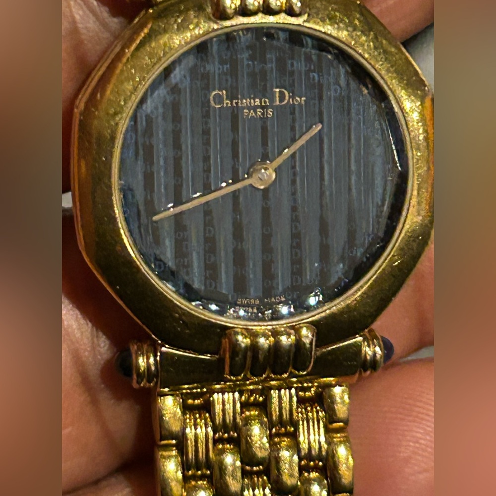 Dior Women Gold plated  Bracelet Watch with Blue Dial - Picture 9 of 13